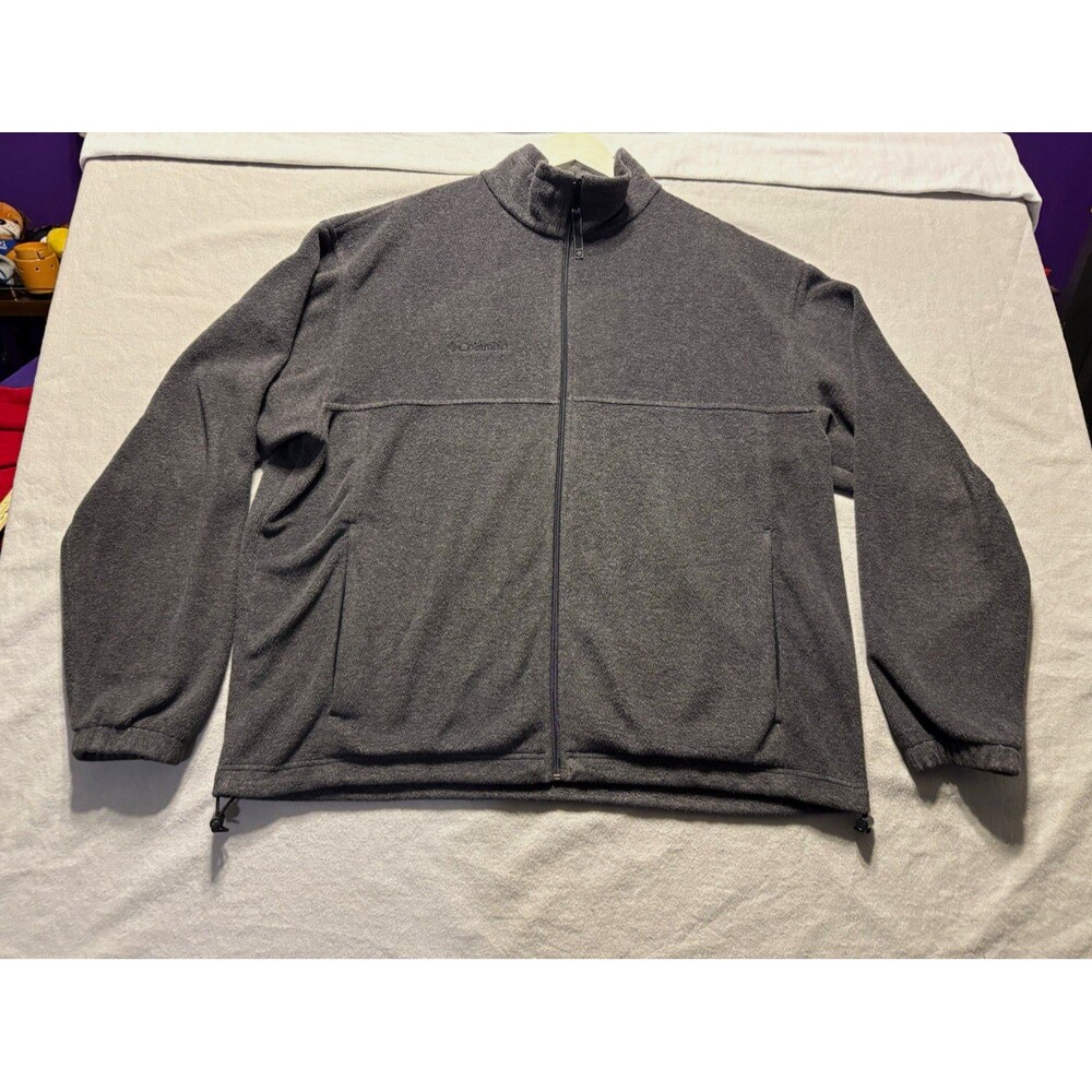 Columbia Men’s XL Gray Full Zip Fleece Jacket Stand-Up Collar Outdoor